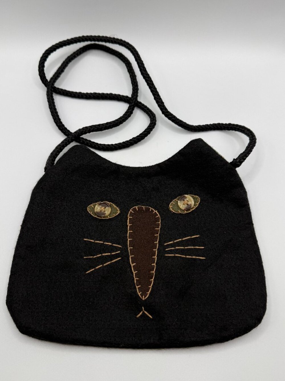 Black Cat Face Felt Purse